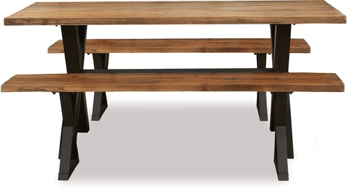 Cross 3-Pce 1800 Dining Suite - Bench x 2 